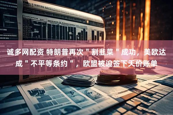 诚多网配资 特朗普再次＂割韭菜＂成功，美欧达成＂不平等条约＂，欧盟被迫签下天价账单